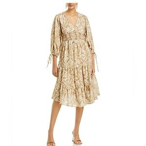 Cupio TAN ORLA Women's V Neck Smocked Dress